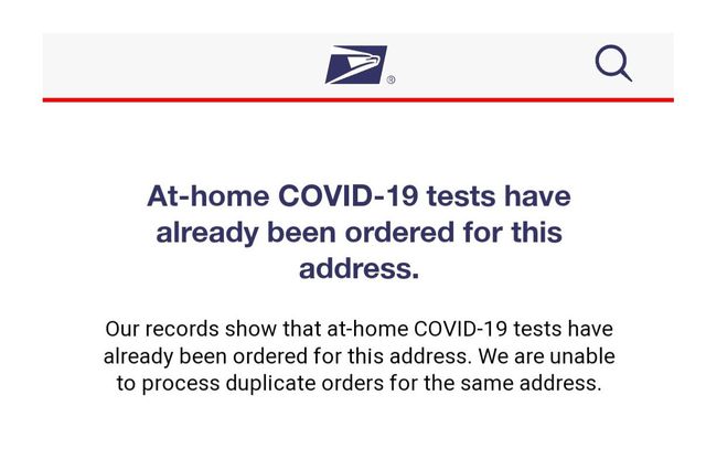Some apartment dwellers are receiving this message when they try to order free home tests from the federal government.